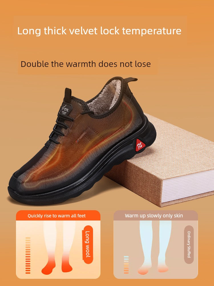 Winter Old Beijing Cloth Shoes Men's Fleece Lined Padded Warm Keeping Shoes for the Old Soft Bottom Non Slip Middle-Aged and Elderly Sports Dad Cotton Shoes